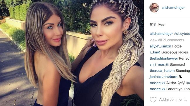 Mehajer siblings on social media - Aysha and Aiisha. Picture: Instagram