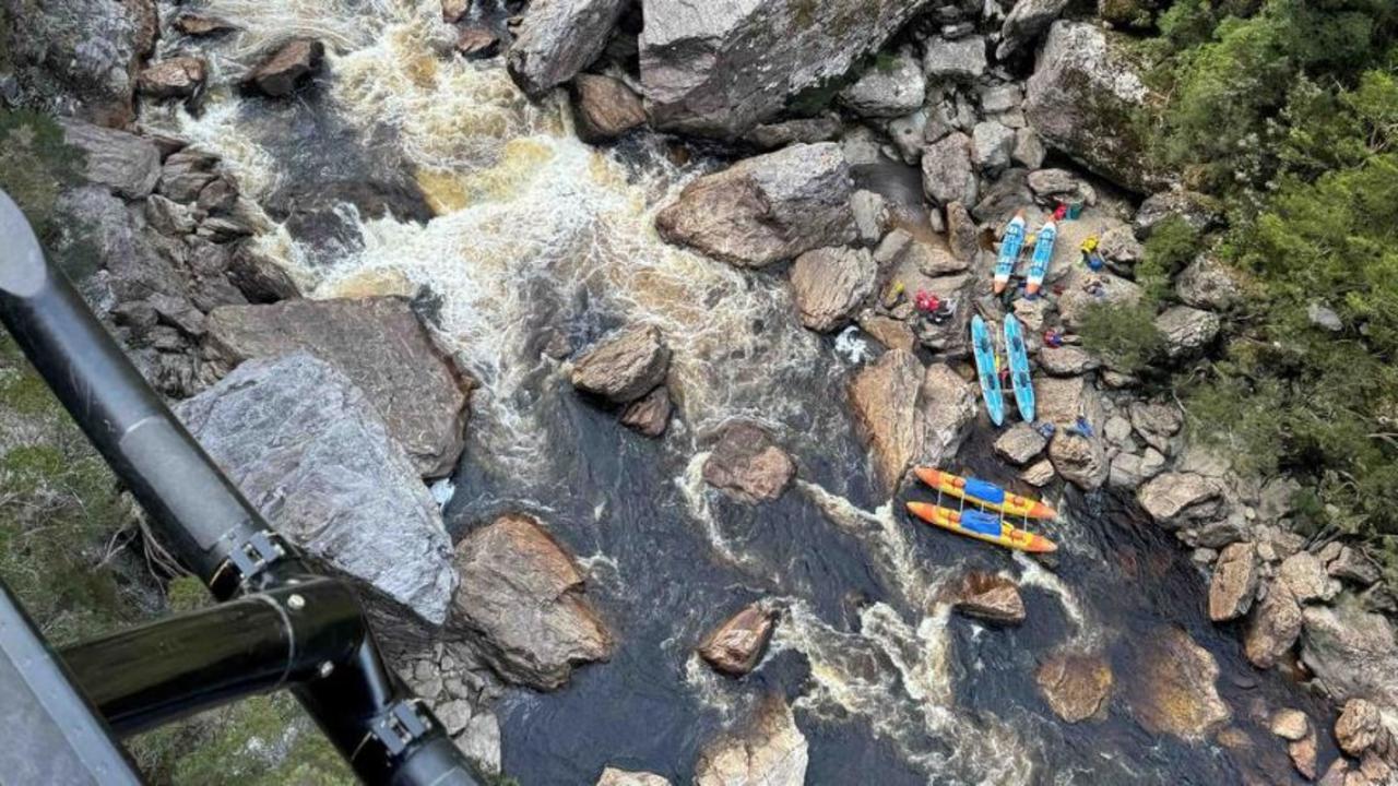 Scene of the Franklin River rescue where a man in his 60s became trapped and had to have his leg amputated. Picture: Tasmania Police