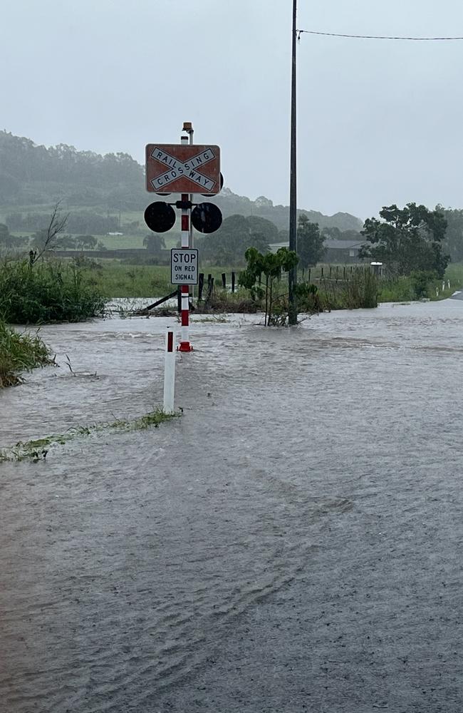 Richmond Rd at Glenella closed due to flooding. Photo taken at 8.20am, February 4 2025. Picture: Luke Lay