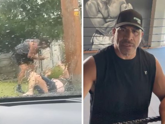 John Hopoate's road rage incident and in the ring. Photos: Instagram