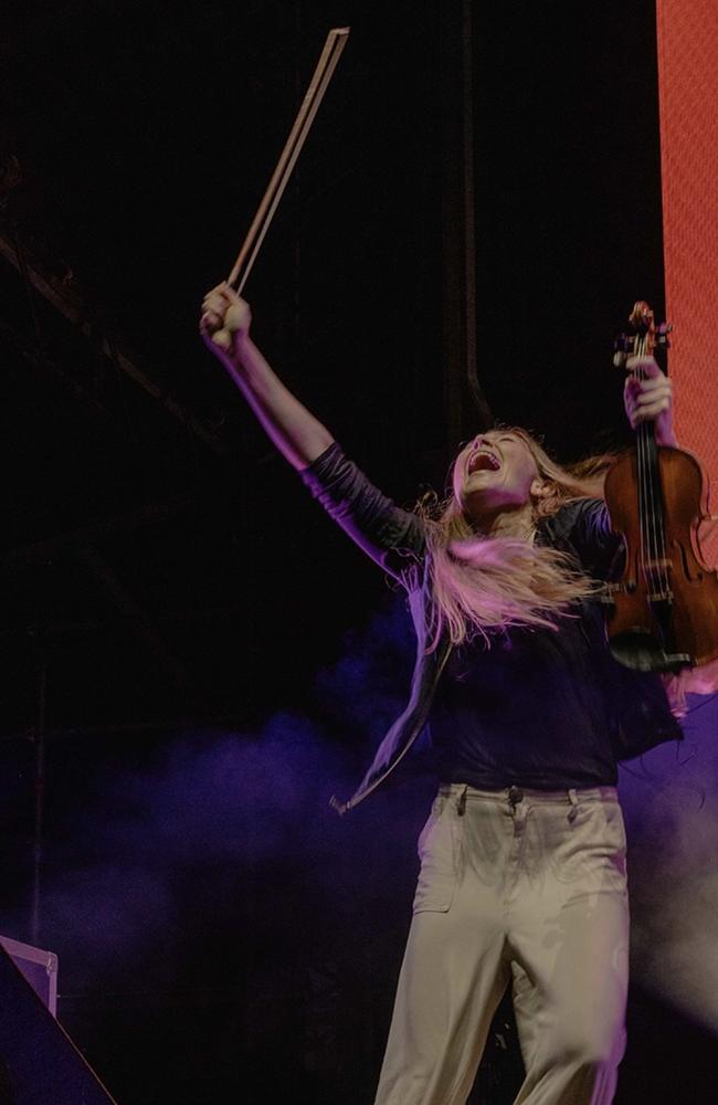 One of the musicians during the opening night of the Awakening Australia event in Brisbane.