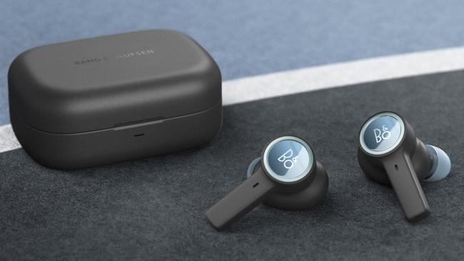 Bang &amp; Olufsen's Beoplay EX earbuds feature adaptive noise-cancellation technology and waterproofing.