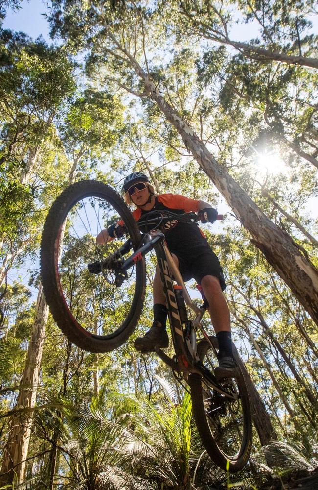 south coast Mountain Bikers junior academy rider Hugh Vaughan. Picture: Justin Walker