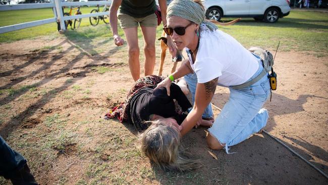 A northern NSW woman has been taken to hospital following an incident at an anti-Adani protest in Clermont.