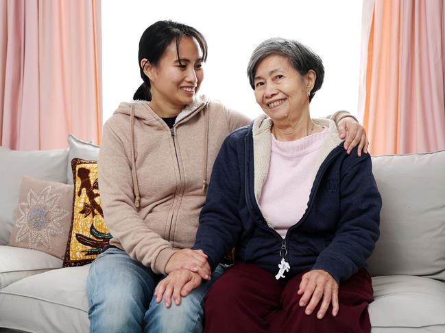 Shery Sjamsudin and her 75-year-old mother Maria. Picture: Tim Hunter