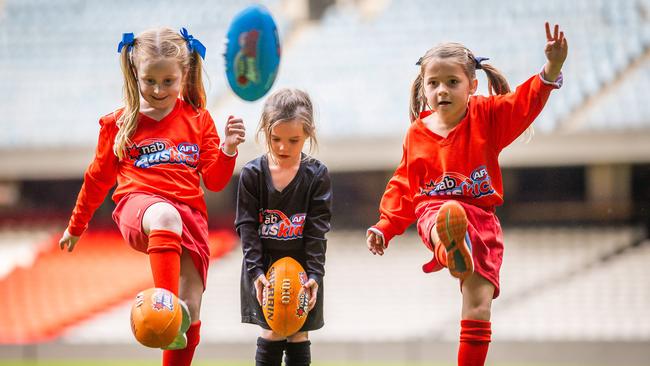 The AFL is already onto connecting with the youngest of fans through its Auskick program. Picture: Jake Nowakowski