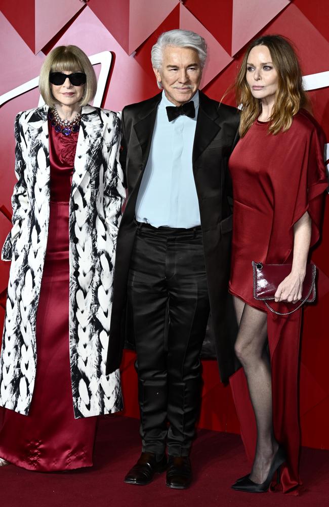 Anna Wintour, Baz Luhrmann and Stella McCartney. Picture: Gareth Cattermole/Getty Images for BFC