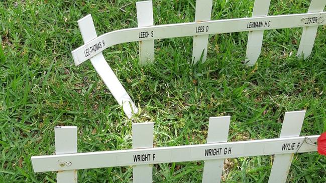 The crosses pay tribute to soldiers killed in battle.