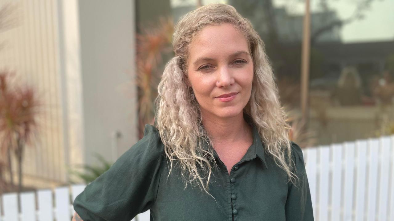 Gender-based violence specialist Chay Brown outside the Darwin Local Court following her testimony on Thursday.