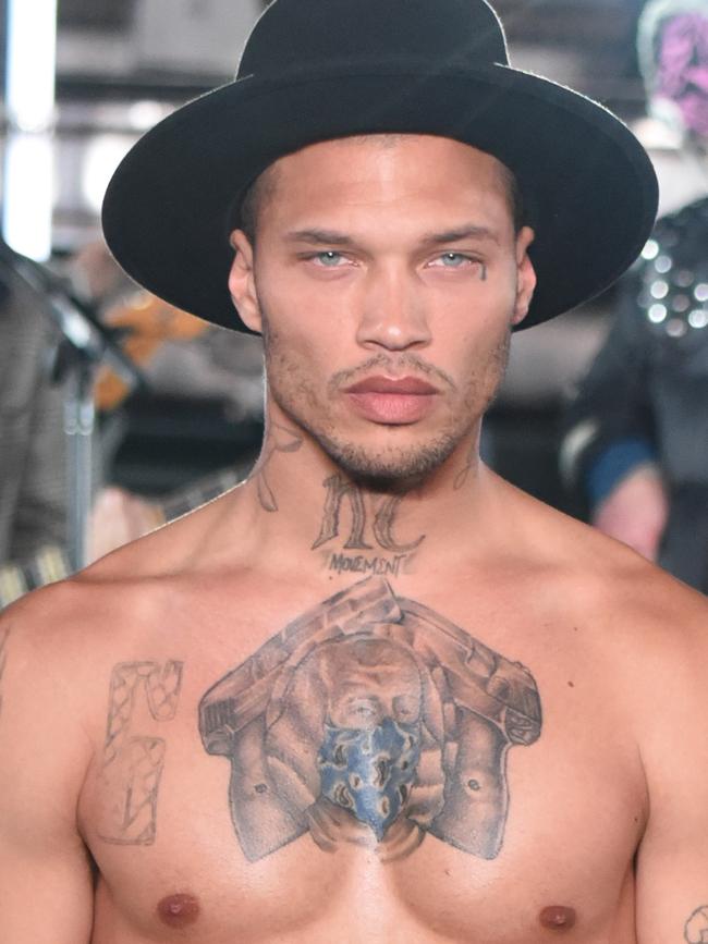 Former Crips gang member Jeremy Meeks models at New York Fashion Week. Picture: Getty