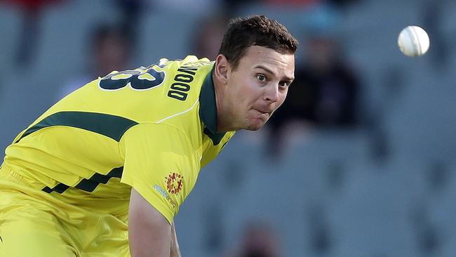 Josh Hazlewood won’t return till the World Cup warm-up games. Picture SARAH REED