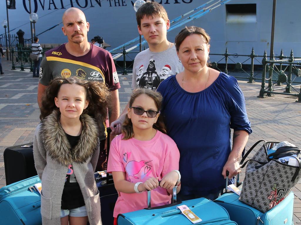 The Kociszewski family. Mum Karen (front) said questions needed to be asked about why people were allowed to go to an active volcano. Picture: Rohan Kelly