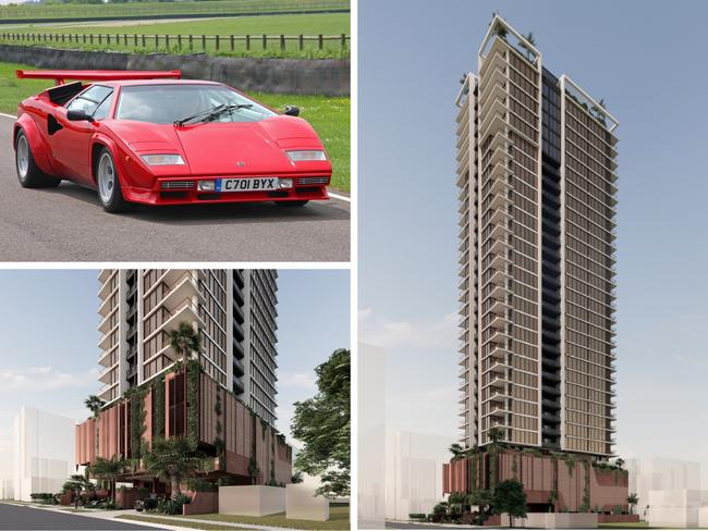 Lamborghini Countach-inspired tower unveiled for small street