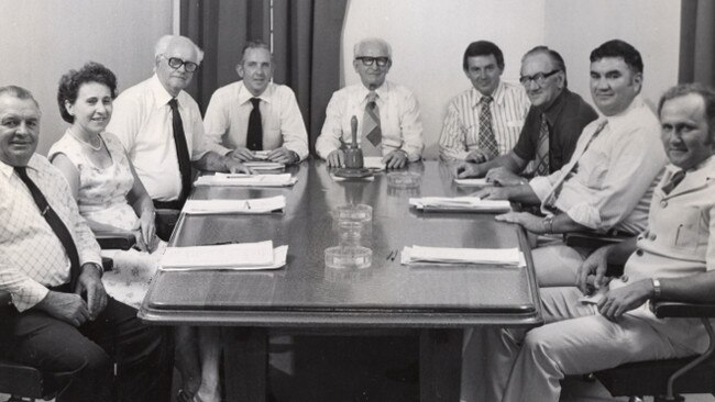 Great-grandmother Beatrice Tessier, who was the first woman elected to Douglas Shire Council and is pictured here at a council meeting, recently celebrated her 100th birthday. Picture: Supplied