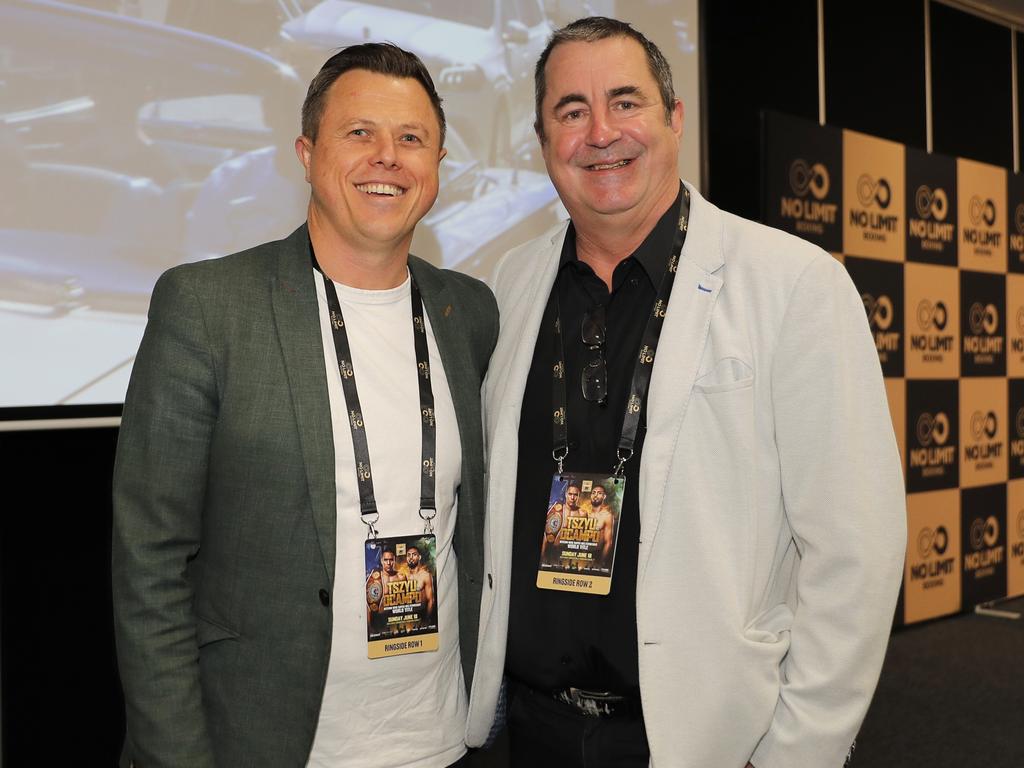 Ben Parson and Brett Cook at the Tim Tszyu vs Carlos Ocampo Interim WBO Super Welterweight World title contest at the Convention Centre in Broadbeach. Photo: Regi Varghese