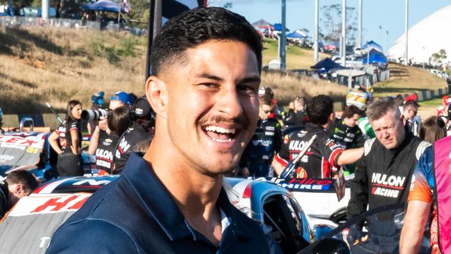 SYDNEY, AUSTRALIA - JULY 30: Dylan Brown of the Parramatta Eels is picture on the grid prior to race 2 of the Beaurepaires Sydney SuperNight, part of the 2023 Supercars Championship Series at Sydney Motorsport Park on July 30, 2023 in Sydney, Australia. (Photo by Daniel Kalisz/Getty Images)