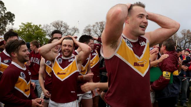 Patrick Flynn (right) after being announced as best on ground on Saturday.