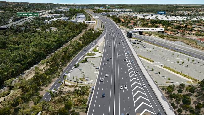 Artist impression of Coomera Connector at Parkwood. Picture: TMR