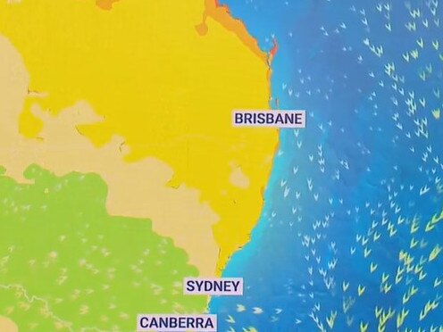 The colder air should clear out much of the humidity from Sydney south. But it will remain further north. Picture: Sky News Weather.