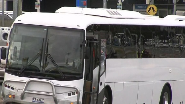 A teenager has been hailed a hero after taking control of the bus. Picture: Nine Gold Coast News.