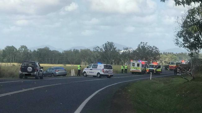 Emergency services on scene at a crash on Shute Harbour Rd. 