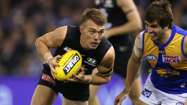 AFL Round 20. 04/08/2019. Carlton v West Coast at Marvel Stadium . Patrick Cripps of the Blues 1st quarter . Pic: Michael Klein