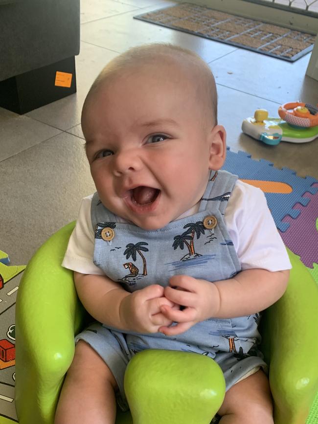 Hendrix Graham Stoddart Hendrix smiling as mum makes faces. Picture: Leeanna