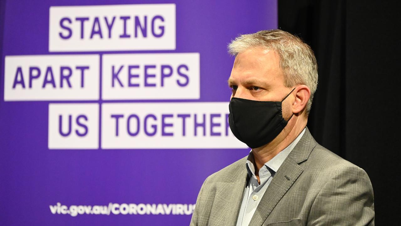 Victoria's chief health officer Professor Brett Sutton said modelling suggested Monday should be the peak of coronavirus cases but made no promises. Picture: Quinn Rooney/Getty Images