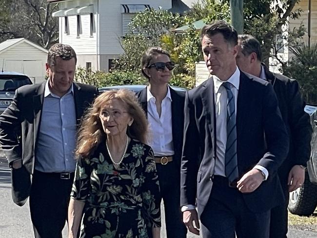 NSW Premier Chris Minns (right) and state Lismore MP Janelle Saffin on the streets of Lismore on Tuesday morning. Picture: Gianni Francis