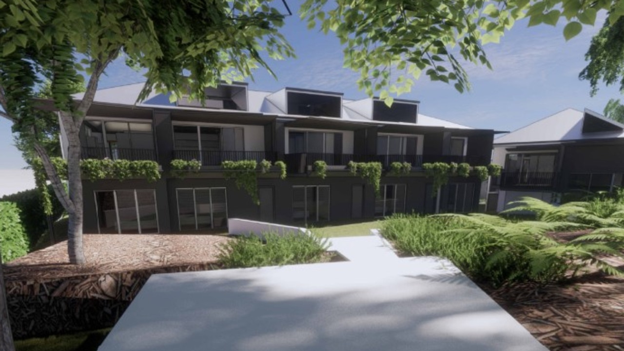 Artist renders showing a face of the townhouses proposed at 18 Nambour Mapleton Rd, Nambour. Photo: Sarah McMahon