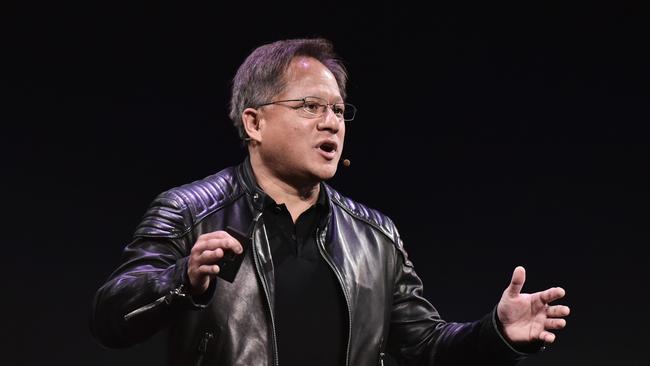 Nvidia CEO Jensen Huang speaks during a press conference. Picture: AFP