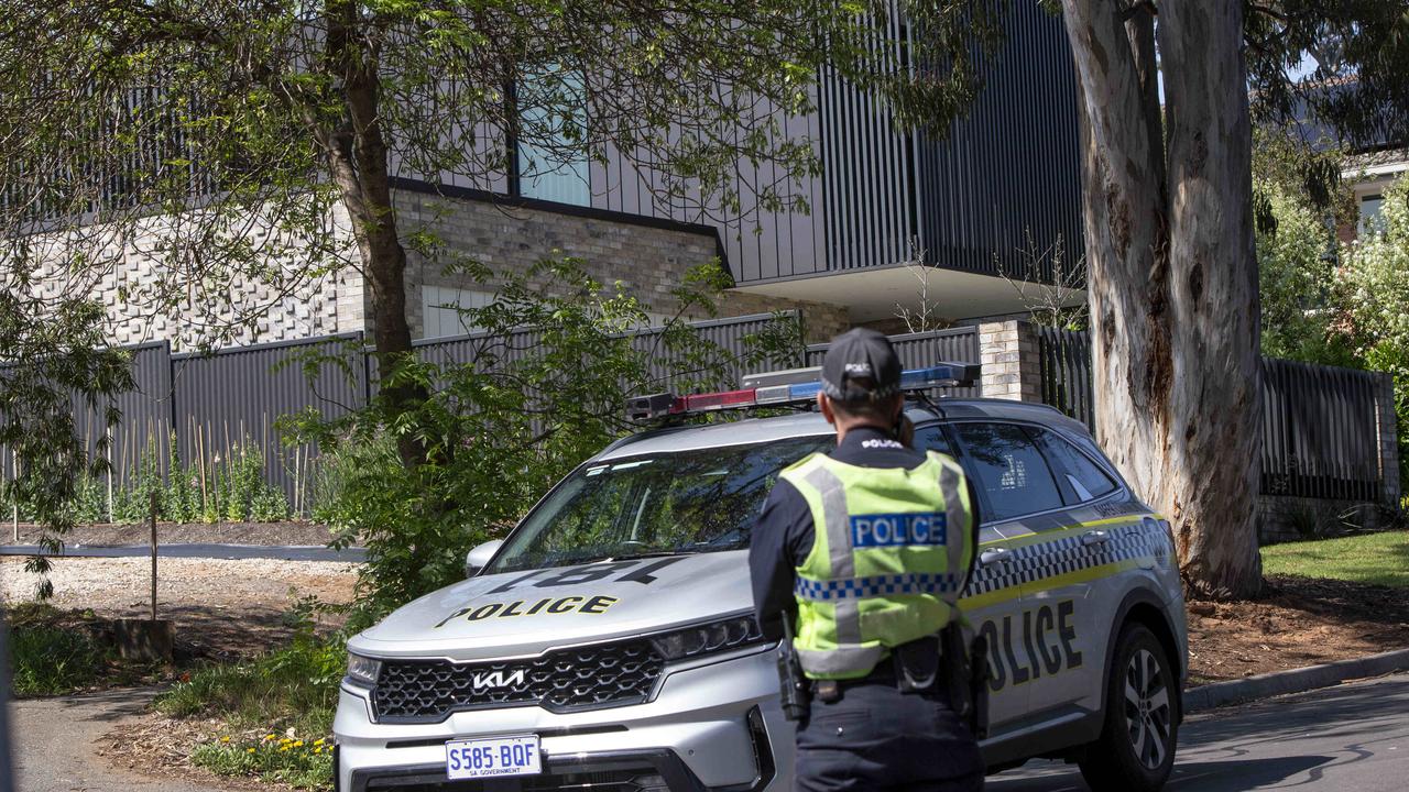 Police outside the home on Heather Avenue, Netherby. Picture: Brett Hartwig