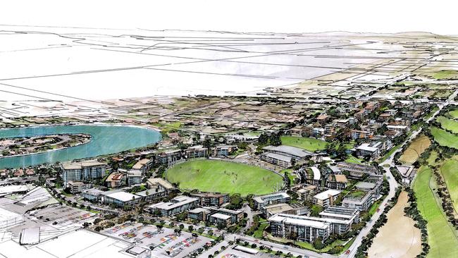 How the AAMI Stadium site will look with apartments and houses around it – and no grandstands.