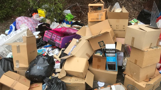 Illegal dumping next to charity bins in Melbourne. Picture: Supplied.