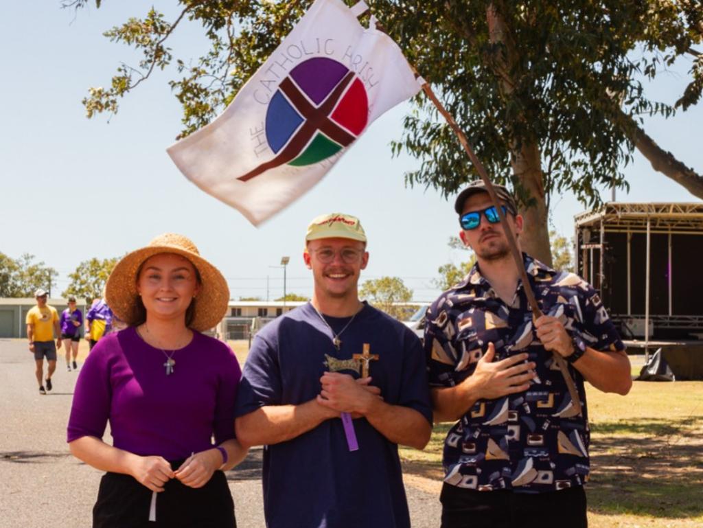 Jackson Cooper, Riley Martin and Theresa Taskey of the Catholic Parish Bundaberg at the 2023 Bundaberg Relay for Life.