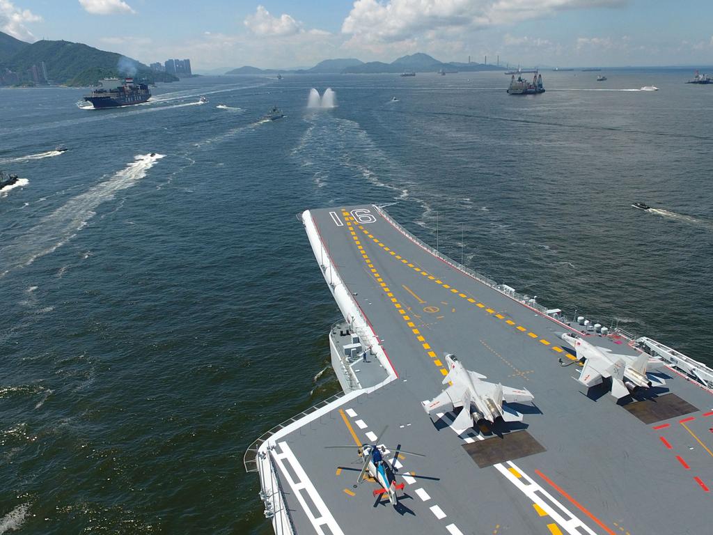 China’s first aircraft carrier, the Liaoning, in south China. Picture: Xinhua/Zeng Tao via Getty Images