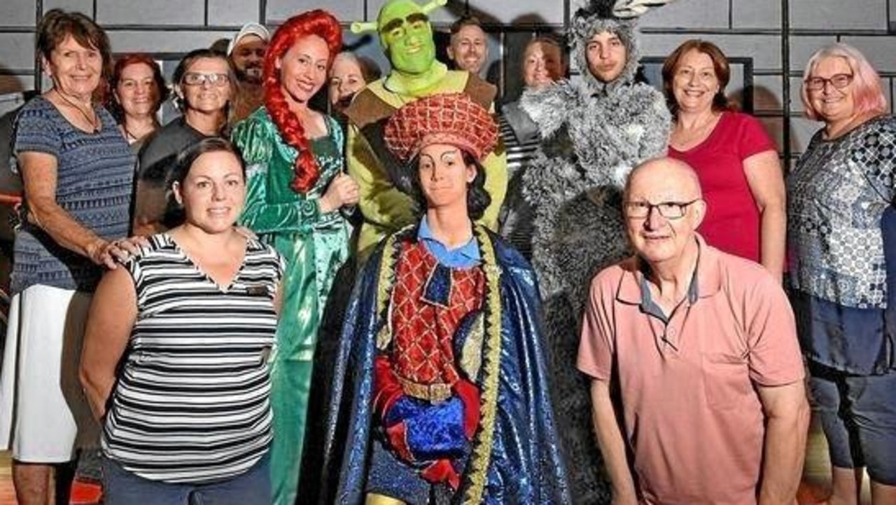 Peter Blyth (front right) with the cast of Shrek Jnr.