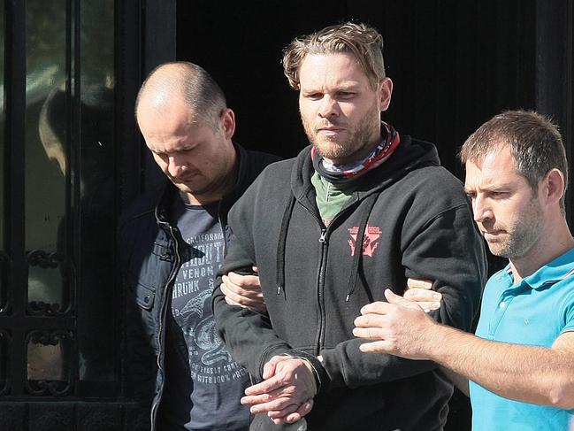 Jock Palfreeman being led from Sofia Central Prison in Bulgaria. Picture: Supplied