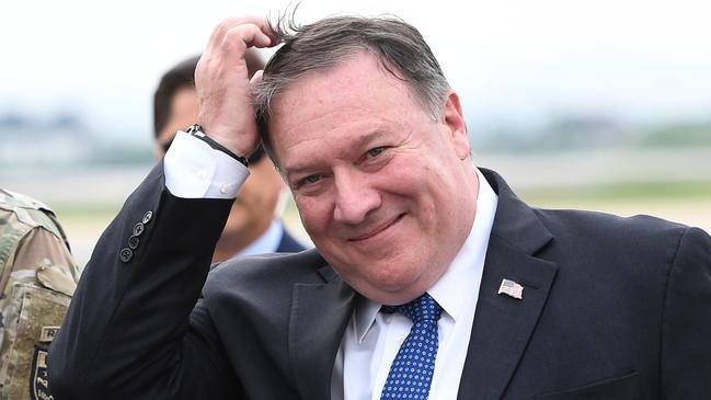 US Secretary of State Mike Pompeo at Osan Air Base in Pyeongtaek, South Korea, yesterday. Picture: AFP