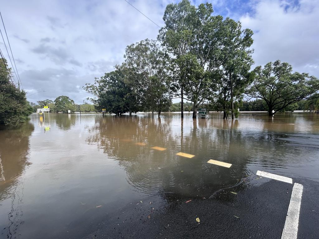 Lismore Rugby Club has flooded and backs onto the Wilsons River. Picture: Remy Varga