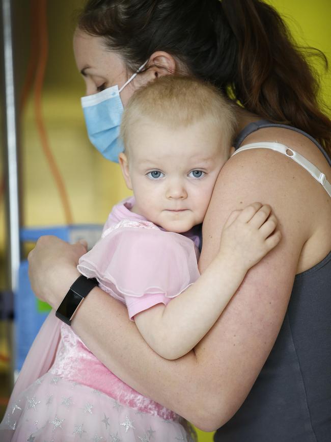 Grace Antonello with mother Jessica Mekken. Picture: David Caird