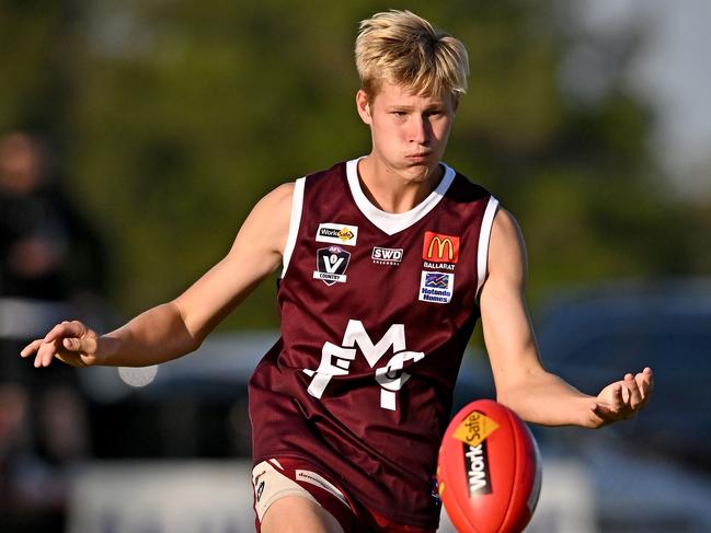 MeltonÃs #19 during the BFL Melton v Sunbury football match in Toolern Vale, Saturday, April 23, 2022. Picture: Andy Brownbill