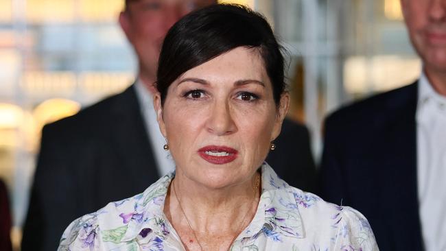 Leeanne Enoch during a press conference in Brisbane. Picture: Tertius Pickard