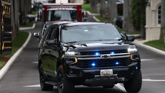 President-elect Donald Trump’s motorcade departs from Trump International Golf Club on Thursday. Picture: Getty Images