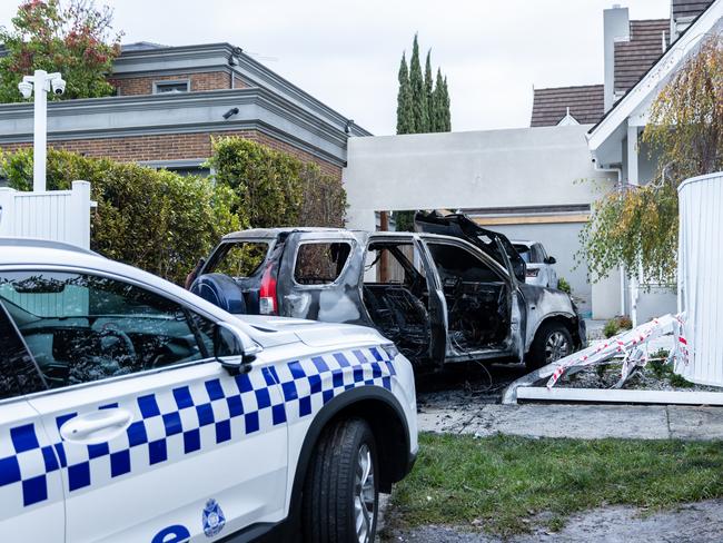 Two cars were driven into Mr Triantafyllos’ Essendon home and set alight. Picture: Jake Nowakowski