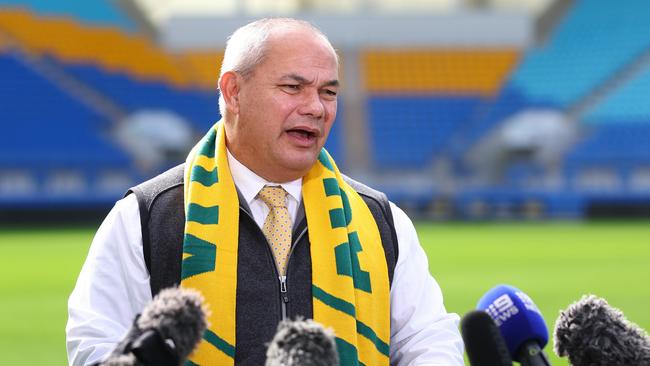 Gold Coast Mayor Tom Tate led a colourful campaign to take the games last year before officially withdrawing in December 2023. (Photo by Chris Hyde/Getty Images for Football Australia)