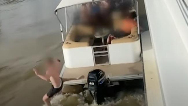 The men jumped between boats, terrifying the women. Picture: 7 News