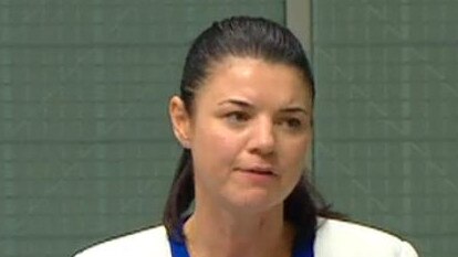 Member for Reid Dr Fiona Martin becomes emotional while speaking in parliament.  frame grab