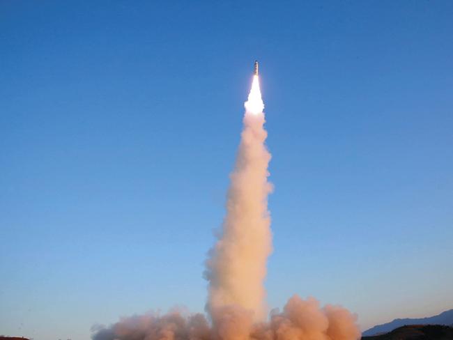 The Pukguksong-2 is launched at an undisclosed location in North Korea. Picture: Korea News Service via AP