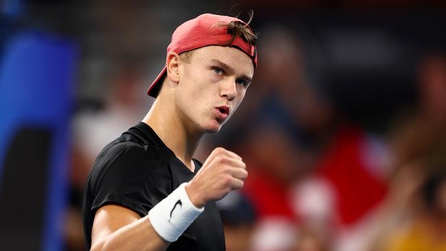 Holger Rune of Denmark celebrates winning his semi final match against Roman Safiullin. Picture: Getty Images